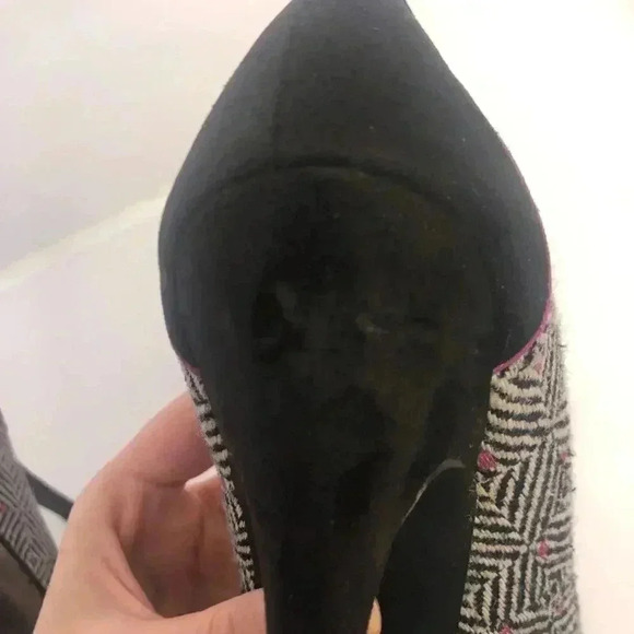 Lulu Townsend Tweed Black White Pink Patterned Stilettos Pumps Heels Size 7.5 - Picture 9 of 9